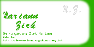 mariann zirk business card